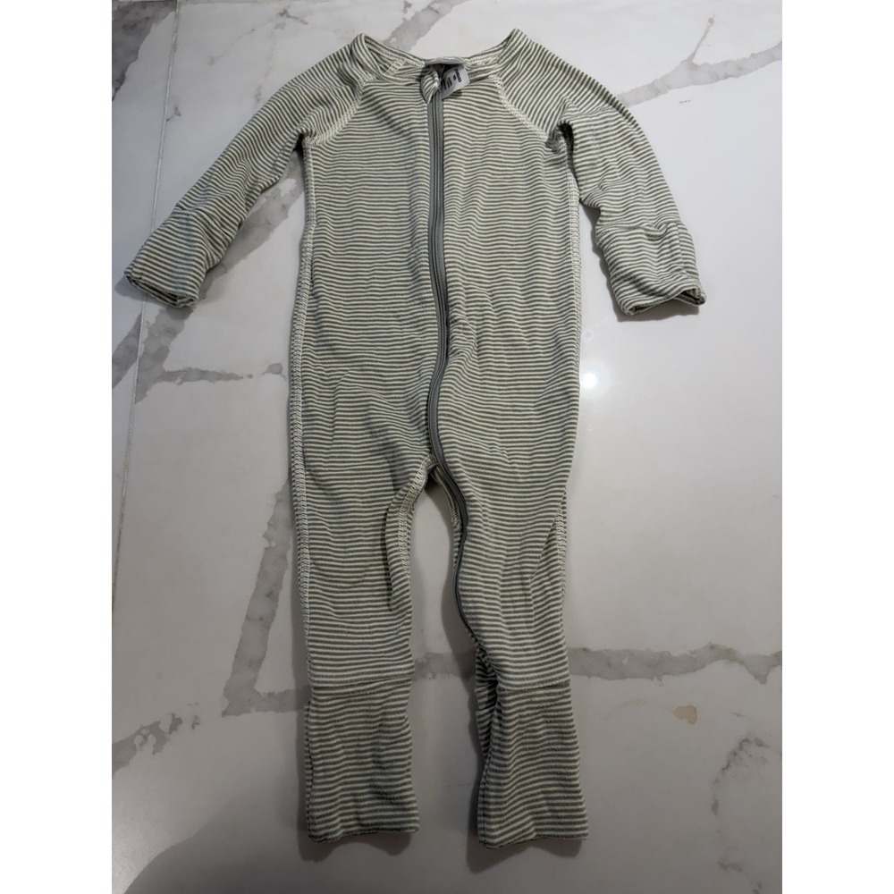 Hanna Andersson HannaSoft Stretch Sleeper 0-3 Mos Beige Stripe Unisex